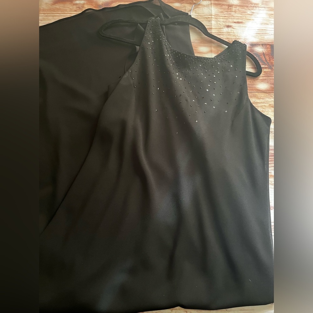 Vintage Positive Attitude Black Embellished Evening Slip Dress 16
